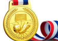 Niestandardowe medale sportowe z miękkiej / twardej emalii, medale piłkarskie ze stopu cynku i wstążki