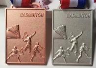 Niestandardowy metalowy medal o kwadratowym kształcie 70 * 50 * 4 mm dla drużynowych gier w badmintona