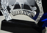 Polished K9 Crystal Golf Ball Trophy, Custom Logo Golf Club Trophy