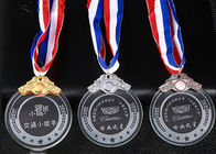 Studenci Crystal Niestandardowe medale sportowe Piaskowanie tekstów z kolorową wstążką z nadrukiem